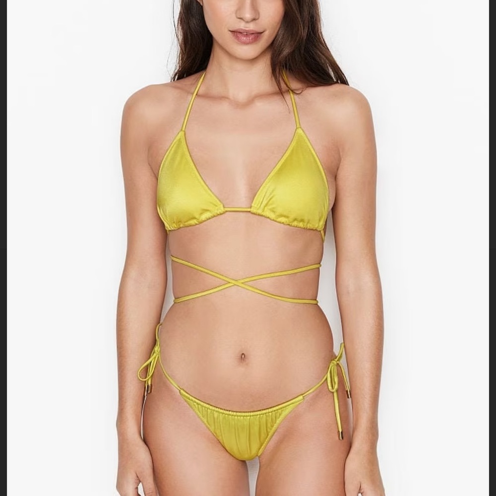 Victoria’s Secret strappy yellow lime bikini set- NEVER WORN